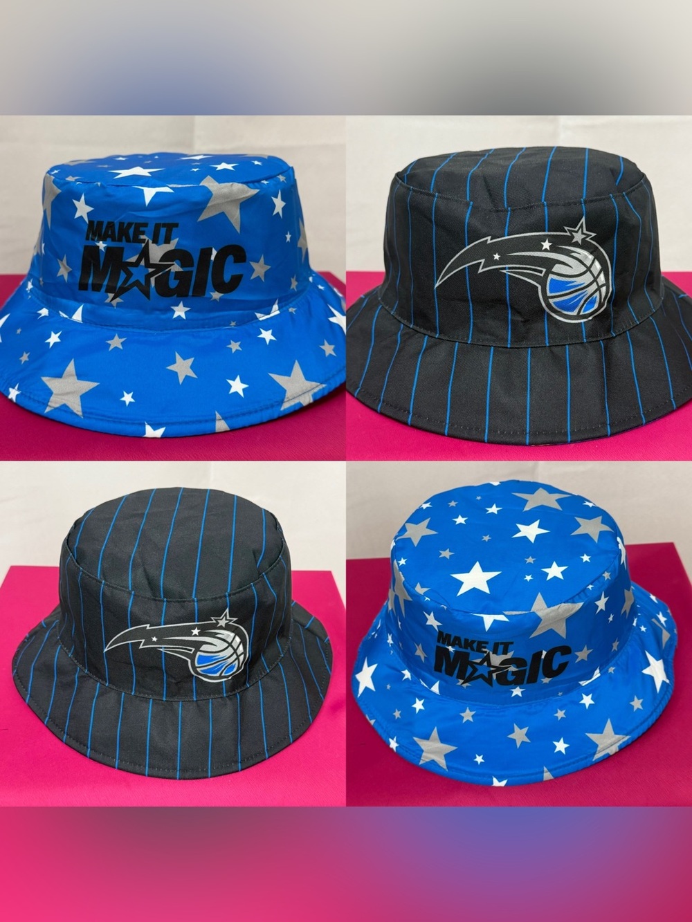 Orlando Magic Basketball Reversible/Water Resistant Bucket Hat - Blue/Black